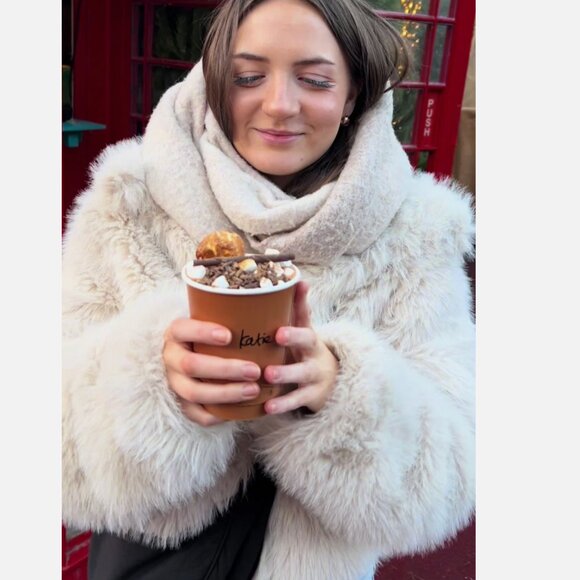 Zara Women Short Faux Fur High Neck Coat Light Beige Cream XS 5320/725 New - Picture 5 of 15